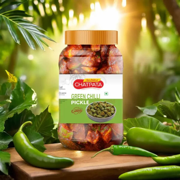 Archita Chatpata Green Chilli Pickle 1kg - Plastic Jar