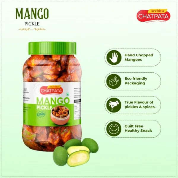 Archita Chatpata Mango Pickle 500gm - Plastic Jar - Image 3