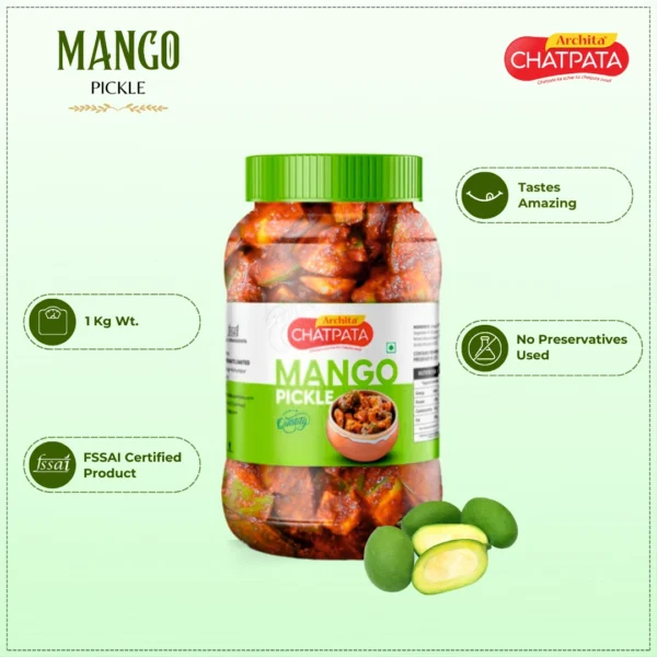 Archita Chatpata Mango Pickle 1kg - Plastic Jar - Image 2