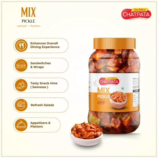 Archita Chatpata Mix Pickle 500gm - Plastic Jar - Image 5