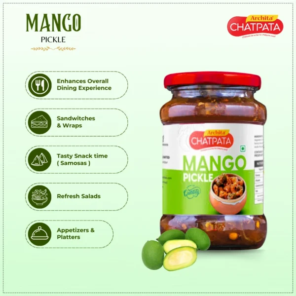 Archita Chatpata Mango Pickle 400gm - Glass Jar - Image 5