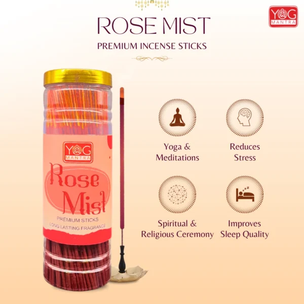 YogMantra Rose Mist Premium Incense Sticks (Pack of 1) - Image 5