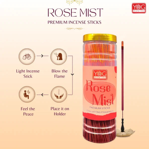 YogMantra Rose Mist Premium Incense Sticks (Pack of 1) - Image 3