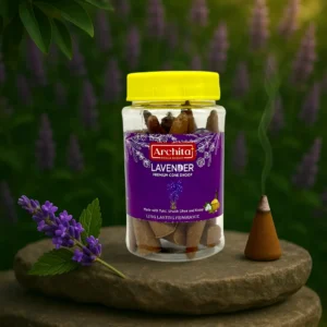 Archita Poojabatti Lavender Premium Dhoop Cone Jar - 100 gm