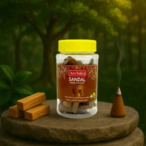 Archita Poojabatti Sandal Premium Dhoop Cone Jar - 100 gm
