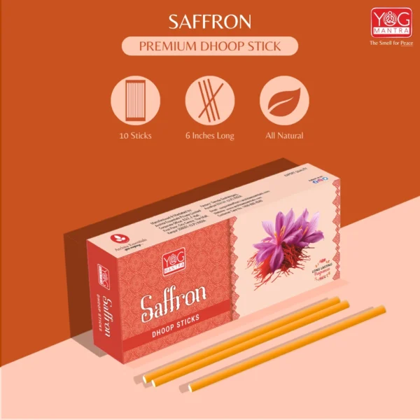 YogMantra Saffron 6 Inches Dhoopstick - (pack of 3) - Image 2