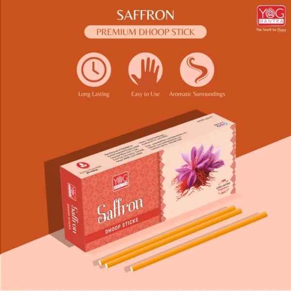 YogMantra Saffron 6 Inches Dhoopstick - (pack of 3) - Image 3