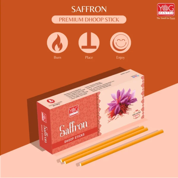 YogMantra Saffron 6 Inches Dhoopstick - (pack of 3) - Image 5