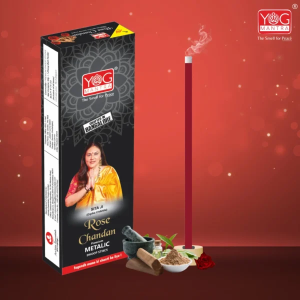 YogMantra Rose Chandan thick Metallic Dhoopsticks - (pack of 1)