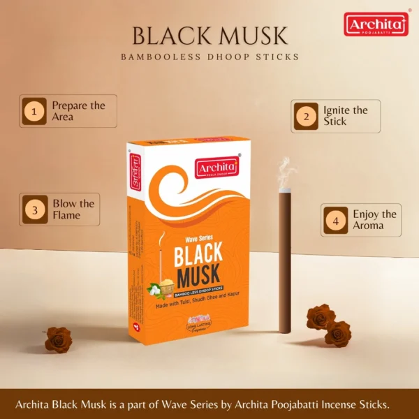 Archita Poojabatti Black Musk Dhoop Stick - (Pack of 1) - Image 4
