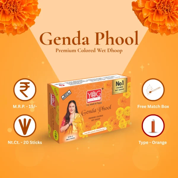 Yog Mantra Genda Phool Premium Colored Wet Dhoops - (pack of 1) - Image 5