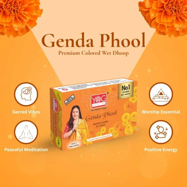 Yog Mantra Genda Phool Premium Colored Wet Dhoops - (pack of 1) - Image 3