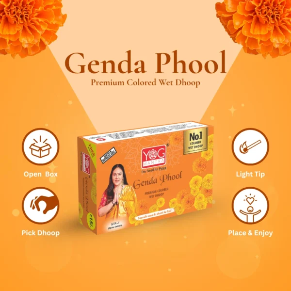 Yog Mantra Genda Phool Premium Colored Wet Dhoops - (pack of 1) - Image 2
