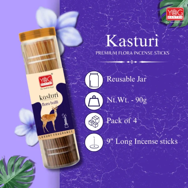 Yog Mantra Kasturi Premium Flora Jar Incense sticks(90gm)- Pack of 4 - Image 2