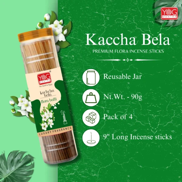 Yog Mantra Kaccha Bela Premium Flora Jar Incense sticks(90gm)- Pack of 4 - Image 2