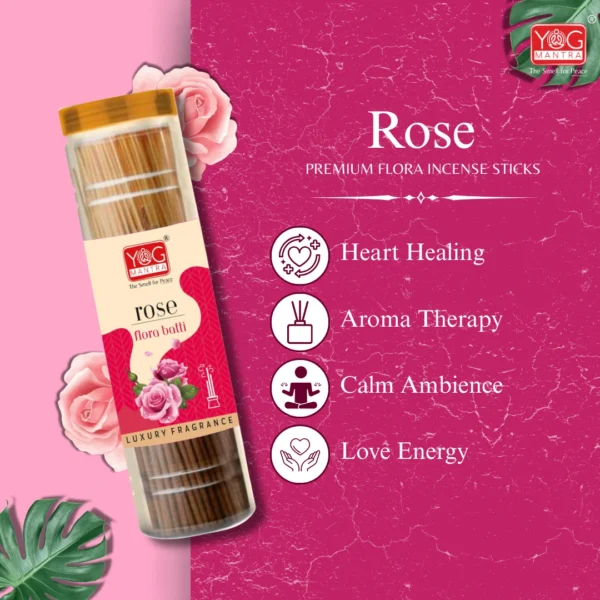 Yog Mantra Rose Premium Flora Jar Incense sticks(90gm)- Pack of 4 - Image 3