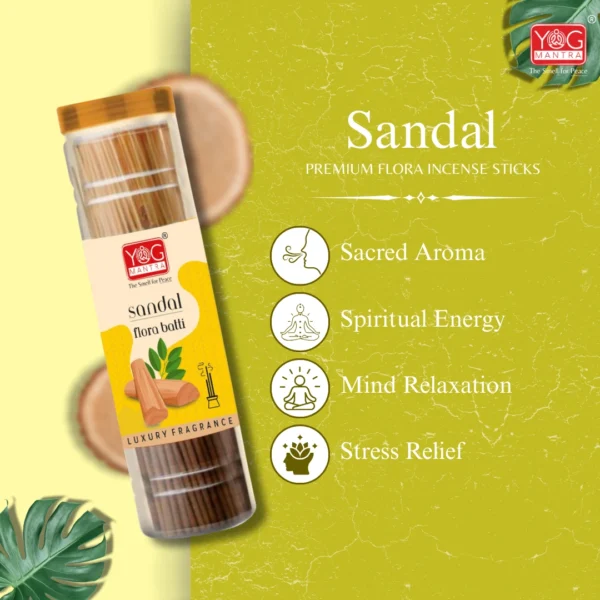Yog Mantra Sandal Premium Flora Jar Incense sticks(90gm)- Pack of 4 - Image 3