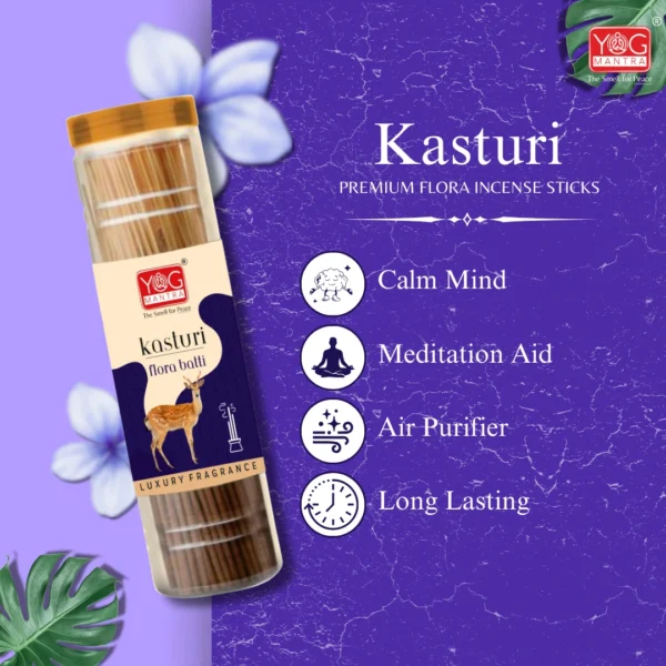 Yog Mantra Kasturi Premium Flora Jar Incense sticks(90gm)- Pack of 4 - Image 3