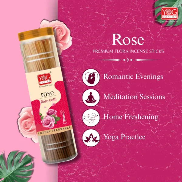 Yog Mantra Rose Premium Flora Jar Incense sticks(90gm)- Pack of 4 - Image 4