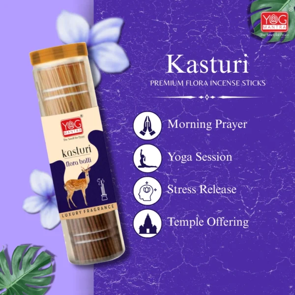 Yog Mantra Kasturi Premium Flora Jar Incense sticks(90gm)- Pack of 4 - Image 4