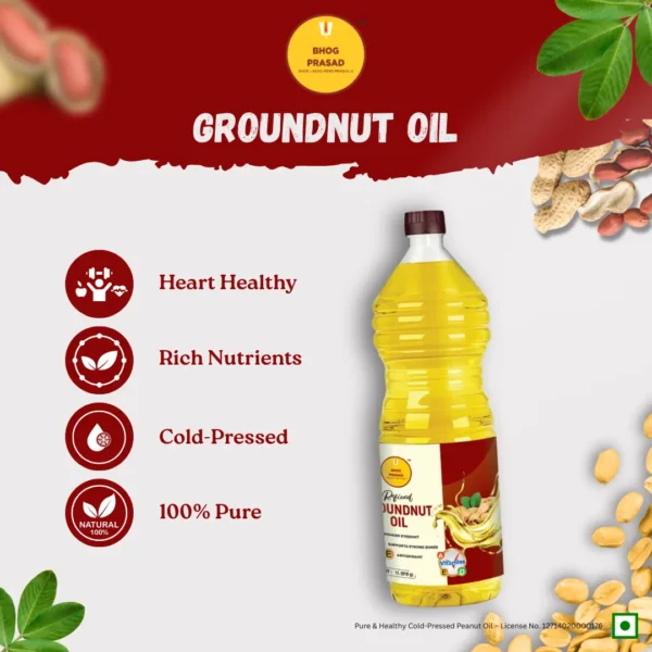 Bhog Prasad Pure and Natural Groundnut Oil 1000ml - (Pack of 1) - Image 3