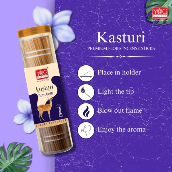 Yog Mantra Kasturi Premium Flora Jar Incense sticks(90gm)- Pack of 4 - Image 5