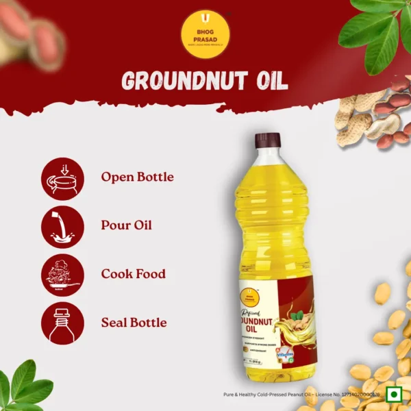 Bhog Prasad Pure and Natural Groundnut Oil 1000ml - (Pack of 1) - Image 5