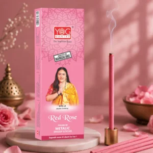 Yog Mantra Red Rose thick 6" long Premium Metallic Dhoop Sticks - (Pack of 1)