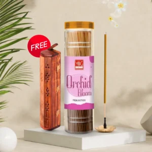 YogMantra Orchid Bloom Premium Incense Sticks with wooden holder - 400gm (Pack of 1)