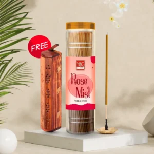 YogMantra Rose Mist Premium Incense Sticks with wooden holder - 400gm (Pack of 1)