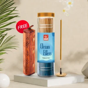 YogMantra OCEAN BLISS Premium Incense Sticks with wooden holder - 400gm (Pack of 1)
