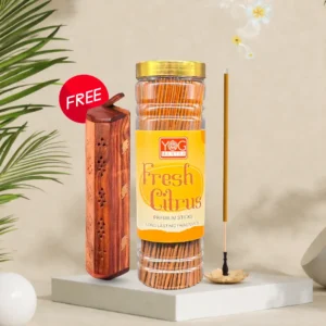 YogMantra Fresh Citrus Premium Incense Sticks with wooden holder - 400gm (Pack of 1)