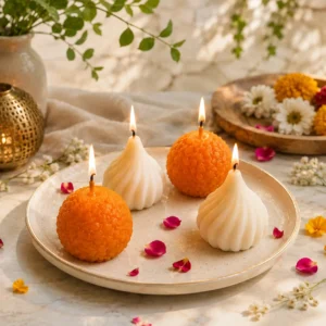 Laddu & Modak Shaped Scented Soy wax Candles – Pack of 4