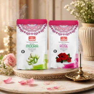 YogMantra Agarbatti Charcoal Free Rose & Mogra Zipper Incense Sticks – Pack of 2