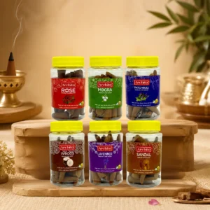 Archita Poojabatti All-in-1 Jumbo Premium Dhoop Cone Jar – 100g Each (Pack of 6)