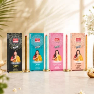 YogMantra All-in-1 6-Inch Thick Bambooless Metallic Dhoop Sticks – Pack of 4