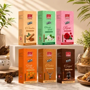 YogMantra 6-in-1 Premium Wet Dhoop Box 100g with Chandan Powder Coating - (Pack of 6)