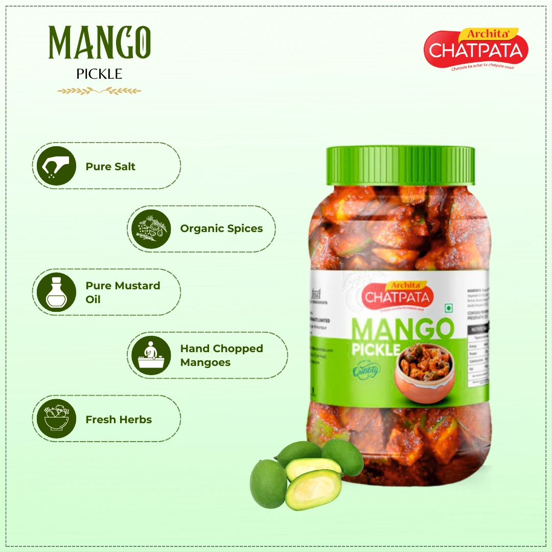 Archita Chatpata Mango Pickle 500gm - Plastic Jar - Image 4